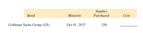 Find the cost, including sales charges of $10 per bond, for each of the following purchases. (See Example 3.)