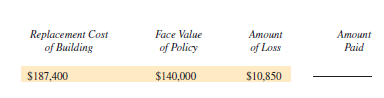 Find the amount to be paid by the insurance company in the following problems. Assume that each policy includes an 80 % coinsurance clause. (See Examples 2 and 3.)
