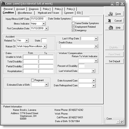 a Anthony Battistuta Name, Address dialog box b Lawana Brooks Personal tab c Lawana Brooks Diagnosis tab d Lawana Brooks Condition tab e Edwin Hsu Name, Address dialog box f Edwin Hsu Personal tab g Edwin Hsu Diagnosis tab h. Hannah Syzmanski Name, Address tab i Hannah Syzmanski Other Information tab j Hannah Syzmanski Personal tab 0 k Hannah Syzmanski Account tab 1 l Hannah Syzmanski Diagnosis tab 2 m Hannah Syzmanski Policy 1 tab 3