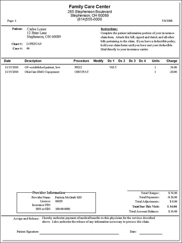 a Carlos Lopez Personal tab b Carlos Lopez Diagnosis tab c Carlos Lopez Condition tab d Carlos Lopez Transaction Entry dialog box e Carlos Lopez Walkout Receipt