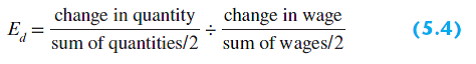 Use the total wage bill rules and the labor demand schedule in Question 4 to determine whether demand is elastic or inelastic over the $6 to $11 wage rate range. Compute the elasticity coefficient using Equation (5.4).