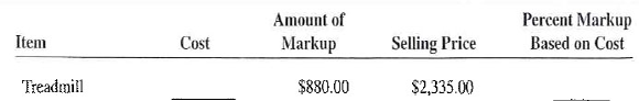 For the following items, calculate the missing information. Round dollars to the nearest cent and percents to the nearest tenth of a percent.