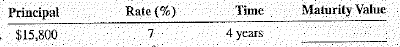 What is the maturity value of the following loans Use MV - P (1 + RT ) to find the maturity values.