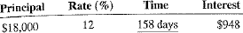 Use the ordinary interest method to compute the time for the following loans. Round answers to the next higher day when necessary.