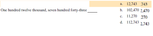 Match the following numbers in word form with the numbers in numerical form.