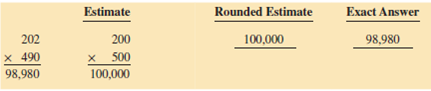 Estimate the following by rounding each number all the way; then multiply to get the exact answer.