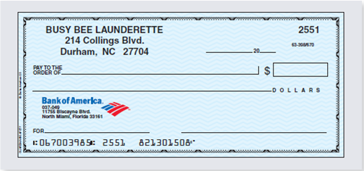 You are the owner of the Busy Bee Launderette. Using the blanks provided, write out the following checks in proper form. Check #2551, September 20, 20xx, in the amount of $68.95 to the Tidy Towel Service for six dozen wash rags.