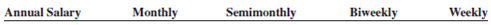 Calculate the gross earnings per pay period for the following pay schedules.