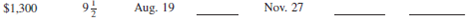 Using ordinary interest, 360 days, calculate the missing information for the following simple discount notes.