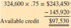 Calculate the housing expense ratio and the total obligations ratio for the following mortgage applications. Ronald and Samantha Brady recently had their condominium in Port Isaac appraised for $324,600. The balance on their existing first mortgage is $145,920. If their bank is willing to loan up to 75% of the appraised value, what is the amount of credit available to the Bradys on a home equity line of credit?