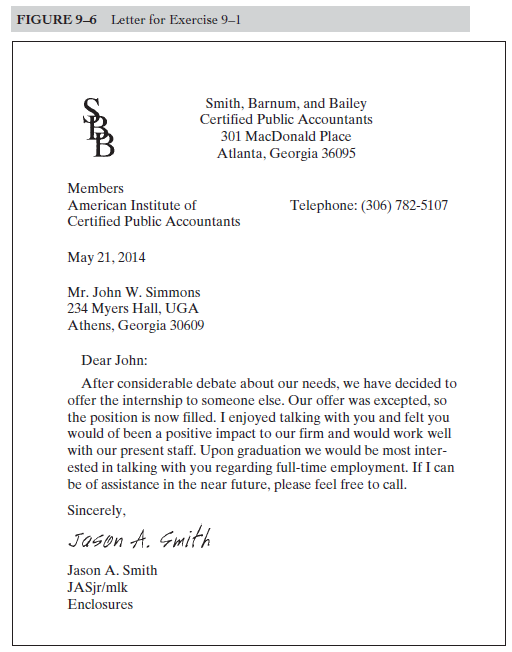 Suppose you received the letter shown in Figure 9-6. How would you react? What, specifically, is wrong with this letter? What about it is effective? After you have analyzed the strengths and weaknesses of the letter as it is shown in Figure 9-6 , revise it so that it would make a better impression on a reader.