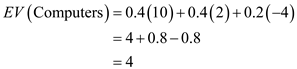a. Suppose that an individual investor is interested in selecting one market segment for a new or fresh investment. A forecast shows improving the economic conditions with the following probabilities: improving (0.2), stable (0.5) and declining (0.3). Since probabilities are available, use the expected value approach in order to recognize the best decision alternative. The expected value of a decision alternative is the summation of the subjective (or weighted) payoffs for the decision option. The weight for a payoff is nothing but the probability of the connected state of nature. It thereby leads to consideration of the probability that the payoff will occur. Given that:   The expected values are calculated as follows:       Thus, using the expected value approach, Pharmaceuticals segment is the ideal market segment for the investor. And so the expected return percentage is   . b.A revised forecast shows a potential for the development in economic conditions. New probabilities are given. Given that:   The expected values are calculated as follows:         Thus, using the expected valued approach, the financial segment is the preferred market segment for the investor with the given probabilities. The expected return percentage is   .