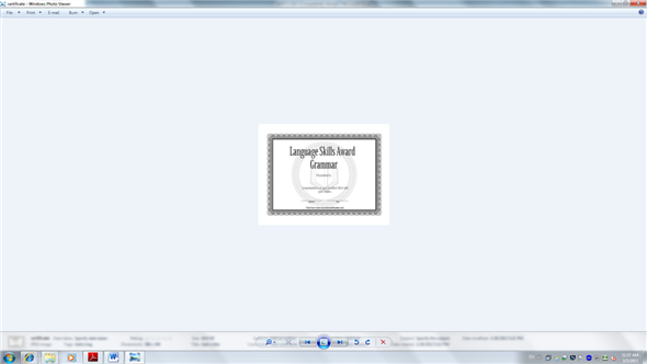 The printout of workout modules is as follows: Grammar check: Spell Check: Sentence construction: Assesment graph: Result and Medal: Certificate: