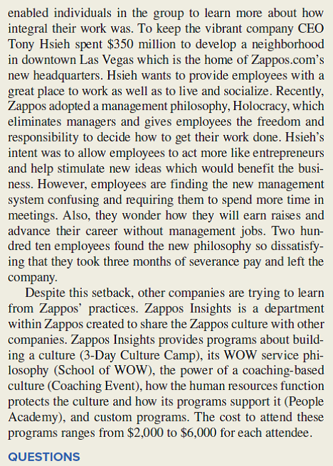 Zappos Faces Competitive Challenges Which of Zappos' 10 core values do you believe that human resource practices can influence the most The least Why For each of the core values, identify the HR practices that are related to it. Explain how each of the HR practice(s) you identified is related to the core values.