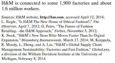 H M: The Retail-Clothing Giant H M does not own any of the factories that produce its clothes. Instead, it relies on some 1,900 factories and 900 suppliers to create what its team designed. These factories and suppliers are mostly in Europe and Asia. How can H M ensure that its customers receive the quality expected in the clothing