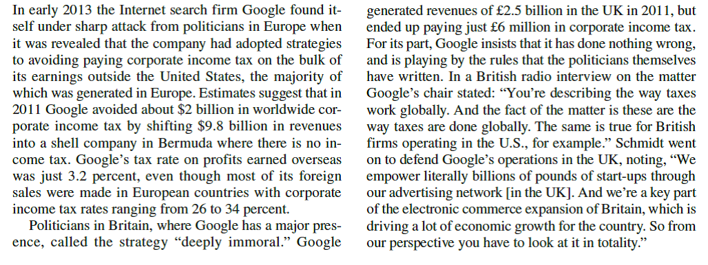 Google and Its Tax Strategy What about the Dutch Sandwich move Is this too much tactical game playing for a large company such as Google Explain.