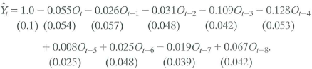 Consider two different randomized experiments. In experiment A, oil prices are set randomly and the central bank reacts according to its usual policy rules in response to economic conditions, including changes in the oil price. In experiment B, oil prices are set randomly and the central bank holds interest rates constant and in particular does not respond to the oil price changes. In both, GDP growth is observed. Now suppose that oil prices are exogenous in the regression in Exercise 15.1.To which experiment, A or B, does the dynamic causal effect estimated in Exercise 15.1 correspond Exercise Increases in oil prices have been blamed for several recessions in developed countries. To quantify the effect of oil prices on real economic activity, researchers have done regressions like those discussed in this chapter. Let GDP t denote the value of quarterly gross domestic product in the United States and let Y t =(Q\n(GDP t / GDP t-1 ) be the quarterly percentage change in GDP. James Hamilton, an econometrician and macroeconomist, has suggested that oil prices adversely affect that economy only when they jump above their values in the recent past. Specifically, let O, equal the greater of zero or the percentage point difference between oil prices at date t and their maximum value during the past year. A distributed lag regression relating Y t and O t estimated over 1955:1-2000:IV, is a. Suppose that oil prices jump 25% above their previous peak value and stay at this new higher level (so that O t = 25 and O t+l = O t +2 = • • • = 0). What is the predicted change in interest rates for each quarter over the next 2 years b. Construct 95% confidence intervals for your answers to (a). c. What is the effect of this change in oil prices on the level of interest rates in period t + 8 How is your answer related to the cumulative multiplier d. The HAC F-statistic testing whether the coefficients on O t and its lags are zero is 4.25. Are the coefficients significantly different from zero