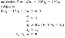 Transform the following linear programming model into standard form and solve by using the computer: