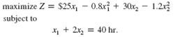 Interpret the meaning of the Lagrange multiplier in Problem. Problem The Riverwood Paneling Company makes two kinds of wood paneling: Colonial and Western. The company has developed the following nonlinear programming model to determine the optimal number of sheets of Colonial paneling ( x 1 ) and Western paneling ( x 2 ) to produce to maximize profit, subject to a labor constraint: Determine the optimal solution to this nonlinear programming model.
