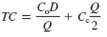 In Chapter, the formula for the optimal order quantity of an item, Q , given its demand, D , ordering cost, C o, and the cost of holding, or carrying, an item in inventory, C c , is as follows: The total inventory cost formula is Ordering cost, C o , and carrying cost, C c , are generally values that the company is often able to determine with certainty because they are internal costs, whereas demand, D , is usually not known with certainty because it is external to the company. However, in the order quantity formula given here, demand is treated as if it were certain. To consider the uncertainty of demand, it must be simulated. Using Crystal Ball, simulate the preceding formulas for Q and TC to determine their average values for an item, with C o = $150, C c = $0.75, and demand, D , that is normally distributed with a mean of 10,000 and a standard deviation of 4,000.