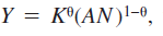 Consider an economy whose production function is with A = 4 K / N. Suppose that it has a saving rate of.1, a population growth rate of.02, and an average depreciation rate of.03 and that a. Reduce the production function to the form y = ak. What is a b. What are the growth rates of output and capital in this model c. Interpret a. What are we really saying when we assume that the labor-augmenting technology, A , is proportional to the level of capital per worker d. What makes this an endogenous growth model
