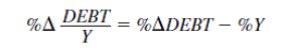 In this problem we will verify equation (3): a. Go to www.treasurydirect.gov/govt/reports/pd/histdebt/histdebt.htm and retrieve data for the U.S. debt from 1950-2012. b. Go to http://research.stlouisfed.org/fred2 and click on Categories, under National Income Product Accounts select GDP/GNP. Find and download data for annual GDP. c. Calculate the debt-to-GDP ratio (you will need to convert U.S. debt units into billions of dollars). d. Calculate the percent change in the debt-to-GDP ratio directly using the formula e. Now calculate the percent change in the debt-to-GDP ratio using equation (3). f. What is the average difference in the calculated through these two methods Do they seem equivalent