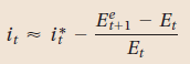 Nominal and real interest parity In equation (18.4), we wrote the nominal interest parity condition as In Appendix 2 to this chapter, we derive a real interest parity condition. We can rewrite the real interest parity condition in a manner analogous to equation (18.4): a. Interpret this equation. Under what circumstances will the domestic real interest rate exceed the foreign real interest rate Assume that the one-year nominal interest rate is 10% in the domestic economy and 6% in the foreign economy. Also assume that inflation over the coming year is expected to be 6% in the domestic economy and 3% in the foreign economy. Suppose that interest parity holds. b. What is the expected nominal depreciation of the domestic currency over the coming year c. What is the expected real depreciation over the coming year d. If you expected a nominal appreciation of the currency over the coming year, should you hold domestic or foreign bonds