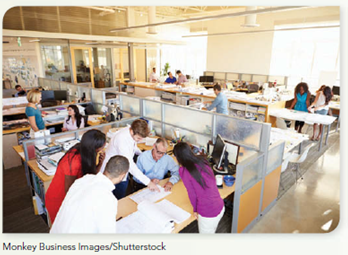 THINK BEFORE YOU ACT Workers within organizations spend roughly 40% to 60% of their interaction time every workday talking with their direct neighbors Playing Musical Chairs to Increase Collaboration G oodbye, private office... goodbye, permanent work space... and, hello, stranger! The childhood game of musical chairs is very likely coming to your workplace! One of the latest trends in office design is to move employees into new workspaces every few months, as a way to increase communication and collaboration. The regular moves end up putting employees from different departments and work functions into contact with one another. Seating assignments may be planned based on tasks or employees' personalities, or even done randomly. But regardless of the method used, the goal is the same: break down functional silos and habits that limit communication across internal boundaries, and put people side-by-side to talk, learn, and be creative together. Research indicates that workers spend roughly 40% to 60% of their interaction time every workday talking with their direct neighbors. They have only a 5% to 10% chance of interacting with someone even just a few steps away. The CEO of Sociometric Solutions, a consulting firm that works on such issues, says: If I change the organizational chart and you stay in the same seat, it doesn't have much of an effect. If I keep the organization chart the same but change where you sit, it is going to massively change everything. YOUR TAKE Is musical chairs in the office going a step too far What's your reaction to this approach Would you enjoy changing desks every month or so or hate it, and why Can this idea be used in larger organizations, or is the usefulness of the approach really likely to be limited to smaller firms and startups employing a lot of new college graduates Overall, is this a useful way to break down functional silos, or is it just a passing fad that will soon lose its appeal What do you think