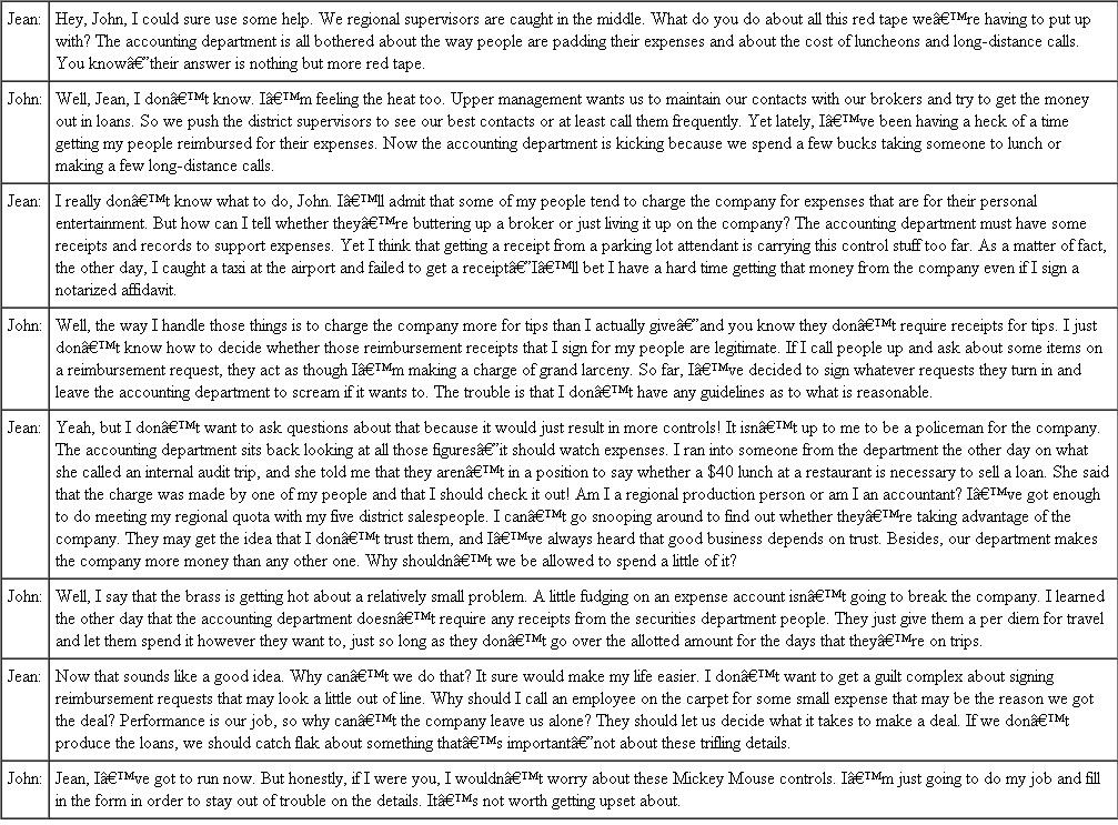 Mickey Mouse Controls Questions 1. Has the company imposed overly restrictive controls? Explain why or why not. 2. Do you think the company has a good conception of control tolerances? Why or why not? 3. What should Jean do?