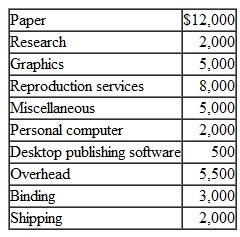 A group of five students has decided to form a company to publish a guide to eating establishments located in the vicinity of all major college and university campuses in the state. In planning for an initial publication of 6,000 copies, they estimated the cost of producing this book to be as follows: By engaging in this business, the students realized that they would have to give up their summer jobs. Each student made an average of $4,000 per summer. However, they believed they could keep expenses down by doing much of the research for the book by themselves with no immediate compensation. They decided to set the retail price of the book at $12.50 per copy. Allowing for the 20 percent discount that retail stores in their state generally required, the students anticipated a per-unit revenue of about $10.00. The director of the campus bookstore advised them that their retail price was far too high, and that a price of about $8.75 would be more reasonable for a publication of this kind. One of the students, who was a math and statistics major, asked the bookstore manager to provide her with historical data on sales and prices of similar books. From these data, she estimated the demand for books of this kind to be Q = 18,500 - 1,000 P where Q = Number of books sold per year P = Retail price of the books a. Construct a numerical table for the retail demand curve, and plot the numbers on a graph. Calculate the elasticity of demand for the interval between $12.50 and $8.00. b. Do you think the students should follow the store manager's advice and price their book at $8.75 Explain. If you do not agree with this price, what would be the optimal price of the book Explain. c. Assuming the students decide to charge the optimal price, do you think they should proceed with this venture Explain. d. Assuming the student's demand equation is accurate, offer some possible reasons why the bookstore manager would want to sell the book at the lower price of $8.75