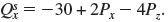 Suppose the supply function for product X is given by a. How much of product X is produced when P x = $600 and P z - $60? b. How much of product X is produced when P x = $80 and P z - $60? c. Suppose P z = $60. Determine the supply function and inverse supply function for good X. Graph the inverse supply function.