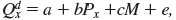 Suppose the true inverse demand relation for good X is and you estimated the parameters to be and Find the approximate 95 percent confidence interval for the true values of a and b.