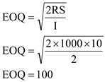 As per the specifications given in the question, Cost per unit (I) = $2 Setup cost (S) = $40 Number of units (R) = 1000 (a) The Economic Order Quantity (EOQ) can be calculated using the following formula In this formula, R is the required annual units S is the setup cost I is the inventory cost per unit Therefore, The company should produce 200 units per batch. (b) If the setup cost (S) can be reduced to $10, then EOQ calculation changes as shown below. The company should now produce 100 units per batch.