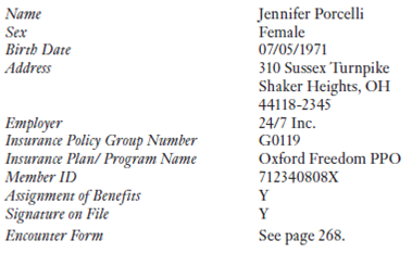 From the Patient Information Form A. What procedure code(s) is (are) being billed on the claim? B. List the name and the primary identification number of the billing provider for this claim. C. Are the subscriber and the patient the same person? D. What copayment is collected? E. What amount is being billed on the claim?