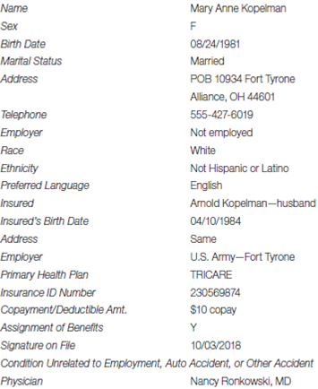 Patient: Mary Anne Kopelman From the Patient Information Form Encounter Date: 10/03/2018 Diagnoses The patient presents with fatigue. Procedures Saw this new patient in the office. Detailed history and exam, with low-complexity decision making; urinalysis.