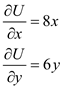 Utility function: It refers to a function use to measure the consumer's level of satisfaction derives from the consumption of goods and services. The utility function is given by, a. Given the utility function, the partial differentiation with respect to a single variable, in a function of several variables is calculated as follows; b. Partial differentiation with respect to x is and with respect to y is . Compute partial derivatives at x= 1 and y = 2 by substituting the values of x and y in the above partial derivates computed in previous part. It is computed below: c. Total differentiation is written with the help of partial differentiation. d. Total differentiation is written with the help of partial differentiation. So, It means trade-off between x and y is not linear. The negative sign shows that getting more x required forgoing some y and vice-versa. e. To prove that value of U is 16, when , substitute the value of x and y in the utility function and solve as follows: Hence, the value of utility is 16. f. To determine the change in ratio of x and y while holding utility constant at 16, substitute the value of x and y in the computed in part d. It is computed below: Hence, (-2/3) ratio of x and y needed to hold U constant at 16. g. To plot the utility function, compute the horizontal and the vertical corner points as follows: Vertical points: When x is 0, then y will be, Thus, vertical point is (0,2.30) Horizontal points: When y is 0, then x will be, Thus, horizontal point is (2,0). The following figure shows the shape of utility function when utility is 16: As shown in the above figure, the shape of U is an ellipse centered at the origin. Slope of this equation is .