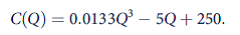 A monopolist faces a market demand curve given by Q = 70 - p a. If the monopolist can produce at constant average and marginal costs of AC = MC = 6, what output level will the monopolist choose to maximize profits? What is the price at this output level? What are the monopolist's profits? b. Assume instead that the monopolist has a cost structure where total costs are described by With the monopolist facing the same market demand and marginal revenue, what price-quantity combination will be chosen now to maximize profits? What will profits be? c. Assume now that a third cost structure explains the monopolist's position, with total costs given by Again, calculate the monopolist's price-quantity combination that maximizes profits. What will profit be? Hint: Set MC = MR as usual and use the quadratic formula to solve the second-order equation for Q. d. Graph the market demand curve, the MR curve, and the three marginal cost curves from parts (a), (b), and (c). Notice that the monopolist's profit-making ability is constrained by (1) the market demand curve (along with its associated MR curve) and (2) the cost structure underlying production.