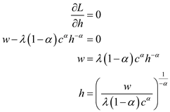 In order to find the optimal consumption bundle an individual either can maximize his utility with given income or can minimize the expenditure to attain a particular level of utility. The utility function for an individual in terms of consumption and leisure is given below: The expenditure need to be minimized given the utility level at . a. Setting the Lagrange equation to minimize the expenditure given utility level at as shown below: The first order conditions of Lagrange equation can be computed as shown below: Set first order conditions equal to zero and solve it to get the value of optimal consumption bundle as shown below: Solving the first order differentials the value of c and h can be computed as shown below: The expenditure function can be shown as given below: b. The compensated demand function is the demand function for any commodity keeping the utility level at a particular constant level. The compensated demand function for leisure can be computed by using envelope theorem as shown below: The compensated demand function for consumption can't be computed as price of consumption here is treated as numeriare. c. The compensated labor supply function can be calculated as shown below: The derivative of compensated labor supply function with respect to w is shown below: As and w is positive integer the value of compensated supply function will rise with rise in w that is the curve will be positively sloped. d. The compensated labor supply curve is given below: The uncompensated labor supply is given below: The uncompensated demand curve is function of only that is the share of utility of leisure. Whereas the compensated demand curve is the function of constant utility and wage rate too. The Slutsky equation breaks the change in demand for one good in response to a change in the price of other good. The slustky equation is given below: In this case the income and substitution effect of real wages on uncompensated labor supply curve is offset by each other. Income effect of wage rise is zero. Substitution effect is also zero. So, rise in wages will not affect the uncompensated supply of labor.