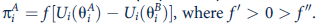 Probabilistic voting Probabilistic voting is a way of modeling the voting process that introduces continuity into individuals' voting decisions. In this way, calculus-type derivations become possible. To take an especially simple form of this approach, suppose there are n voters and two candidates (labeled A and B) for elective office. Each candidate proposes a platform that promises a net gain or loss to each voter. These platforms are denoted by , where i = 1,... , n. The probability that a given voter will vote for candidate A is given by . The probability that the voter will vote for candidate B is a. How should each candidate chose his or her platform so as to maximize the probability of winning the election subject to the constraint (Do these constraints seem to apply to actual political candidates?) b. Will there exist a Nash equilibrium in platform strategies for the two candidates? c. Will the platform adopted by the candidates be socially optimal in the sense of maximizing a utilitarian social welfare? [Social welfare is given by