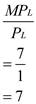 a) Any specific level of output will be produced with the least costly combination of variable resources when the marginal product per dollars' worth of each input is the same - that is, when So, the least-cost combination is found by equating the ratios of the marginal products of each input to their prices. It is given that price of capital = $3 and price of labour = $1. The least cost combination of labour and capital to be employed in producing 80 units of output iS₂ units of capital anD₄ units of labour. In this combination, the ratios of marginal products of labour and capital to their prices are equal. At 4 units of labour , At 2 units of capital , b) A firm is employing the profit-maximizing combination of resources when each resource is used to the point where its marginal revenue product equals its price. In terms of labour and capital, profit maximizing combination occurs when the MRP of labour equals the price of labour and MRP of capital equals the price of capital. It is given that the output of these resources sells in a purely competitive market for $1 per unit. Both capital and labour are hired under purely competitive conditions at $3 and $1, respectively. In a purely competitive resource market, the marginal resource cost (MRC) is equal to the resource price P. Thus, for any competitive resource market, we have the profit maximizing equation as MRP (resource) = P (resource). At 7 units of capital, At 7 units of labour , So, the firm should use 7 units of capital and 7 units of labour to get the profit-maximizing combination. The resulting level of output iS₁42 (= 96 from capital anD₄6 from labour). Total revenue (TR) = Price × Quantity = 142 ×$1 = $142 Total cost (TC) = Fixed cost + variable cost = (7×$3) + (7×$1) = $28 Economic profit = TR - TC = $142 - $28 = $114. If a firm is maximizing profit according to the above equation, then it must be using the least-cost combination of inputs to do so. Hence, we can conclude that this is the least costly way of producing the profit-maximizing output.