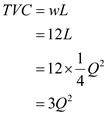 The objective of the following analysis is to derive the weekly cost function, given that the short-run production function is and the wage rate is $12 per hour and that the firm faces a sunk cost of $500 per week. The short-run weekly production function is given by: This means, The sunk cost, which can be termed as total fixed cost is given by: The total variable cost is given by: Where, : Wage rate of $ 12 per hour Thus, the weekly cost function is given by: Hence, the weekly cost function is: