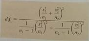 Expand Your Knowledge: Software Approximation for Degrees of Freedom Given x 1 and x 2 distributions that are normal or approximately normal with unknown 1 and 2 , the value of t corresponding to has a distribution that is approximated by a Student's t distribution. We use the convention that the degrees of freedom are approximately the smaller of n 1 1 and n 2 1. However, a more accurate estimate for the appropriate degrees of freedom is given by Satterthwaite's formula: where s 1 , s 2 , n 1 , and n 2 are the respective sample standard deviations and sample sizes of independent random samples from the x 1 and x 2 distributions. This is the approximation used by most statistical software. When both n 1 and n 2 are 5 or larger, it is quite accurate. The degrees of freedom computed from this formula are either truncated or not rounded. (a) In Problem 15, we tested whether the population average crime rate 2 in the Rocky Mountain region is higher than that in New England, 1. The data were n 1 = 10, , s 1 0.81, n 2 = 12, , and s 2 0.94. Use Satterthwaite's formula to compute the degrees of freedom for the Student's t distribution. (b) When you did Problem 15, you followed the convention that degrees of freedom d.f. = smaller if n 1 1 and n 2 1. Compare this d.f. with that found by Satterthwaite's formula.