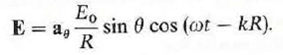 It is known that the electric field intensity of a spherical wave in free space is     Determine the magnetic field intensity H and the value of k.