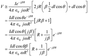 Consider the expression for electric field intensity in terms of potential functions A and V. …… (1) Where, is the angular frequency Consider the expression for electric field intensity in terms of spherical coordinates. …… (2) Where, , and are the spherical components of E Using equation (1), the spherical components of E. …… (3) …… (4) …… (5) Consider the phasor representation of vector potential. …… (6) Consider the spherical components of A …… (7) …… (8) …… (9) Substitute equation (6) in equations (7), (8) …… (10) …… (11) Consider the expression of scalar potential for the magnetic dipole shown in Figure 1. …… (12) Where, is the electron charge …… (13) and are the distance from the charges and to the field …… (14) …… (15) is the permeability of free space Figure 1 Substitute equations (13), (14), (15) in equations (12) Since On simplifying Substitute for …… (16) Substitute equations (16), (10) in equations (3). …… (17) Substitute equations (16), (11) in equations (4). …… (18) Substitute equations (16), (9) in equations (5). …… (19) Thus, the electric field intensity of a Hertzian dipole is determined and the results are verified.