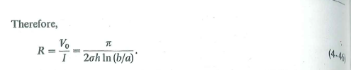 Refer to the flat conducting quarter-circular washer in Example 4-4 and Fig. 4-4. Find the resistance between the top and bottom flat faces.