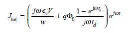 Consider a modulated photon flux density to fall on a photodetector, where is the modulation frequency. The total current through the depletion region generated by this photon flux can be shown to be 35 where s is the material permittivity, V is the voltage across the depletion layer, and t d is the transit time of carriers through the depletion region. ( a ) From the short-circuit current density ( V = 0), find the value of t d at which the photocurrent amplitude is reduced by ( b ) If the depletion region thickness is assumed to be 1/ s , what is the 3-dB modulation frequency in terms of s and v d (the drift velocity)