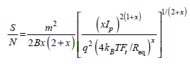 Show that, when the gain M is given by the expression in Prob. 7.13, the signalto-noise ratio given by Eq. (7.32) can be written as ( b ) Show that, when I p is much larger than I D , the foregoing expression becomes