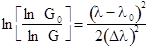 Since we have The FWHM is given by 2( - 0), so that from the above equation, with the 3-dB gain G = 27 dB being 3 dB below the peak gain, we have which is the expected result for a gaussian gain profile.