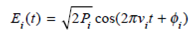Let the electric field of an optical signal at a carrier frequency v i be where P i is the signal power at the carrier frequency v i and i is the carrier phase. If N optical signals each at a different frequency v i are traveling along a fiber, show that the signal power is where jk = 2( v j - v k ) represents the beat frequency at which the carrier population oscillates.
