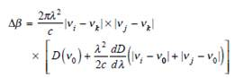A detailed expression for the FWM efficiency is given by 4 where the factor is the difference of the propagation constants of the various waves due to dispersion, and is given by Here the value of the dispersion D ( v 0 ) and its slope dD/d , are taken at the optical frequency v 0. Using these expressions in Eq. (12.13), plot the ratio of the generated power P 112 to the transmitted channel power P<sub>1</sub>as a function of the channel spacing for two +7-dBm channels. Find this ratio for the following dispersion and wavelength values: ( a ) D = 0 ps/(nm ·km) and = 1556.6 nm. ( b ) D = 0.13 ps/(nm ·km) and = 1556.1 nm. ( c ) D = 1.64 ps/(nm ·km) and = 1537.2 nm. Let the frequency spacing of the two channels range from 0 to 250 GHz. In each case, take dD/d = 0.08 ps/(nm 2 · km), = 0.0461 km -1 , L = 11 km, and A eff = 55 m 2. For 1111 and use the values given in Example 12.3.
